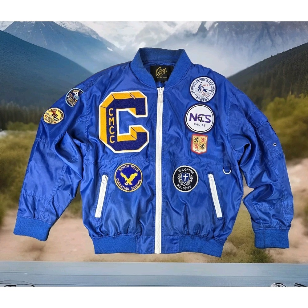 NH Eagles Jacket‎ Mens XL Nylon Blue Vintage 70s Patches Circe Mesh Lined